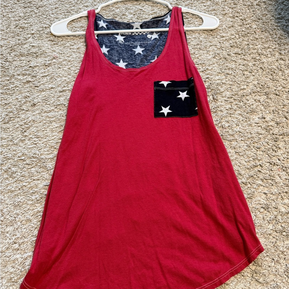 Vans Red Tank Top with Black Star Pocket
